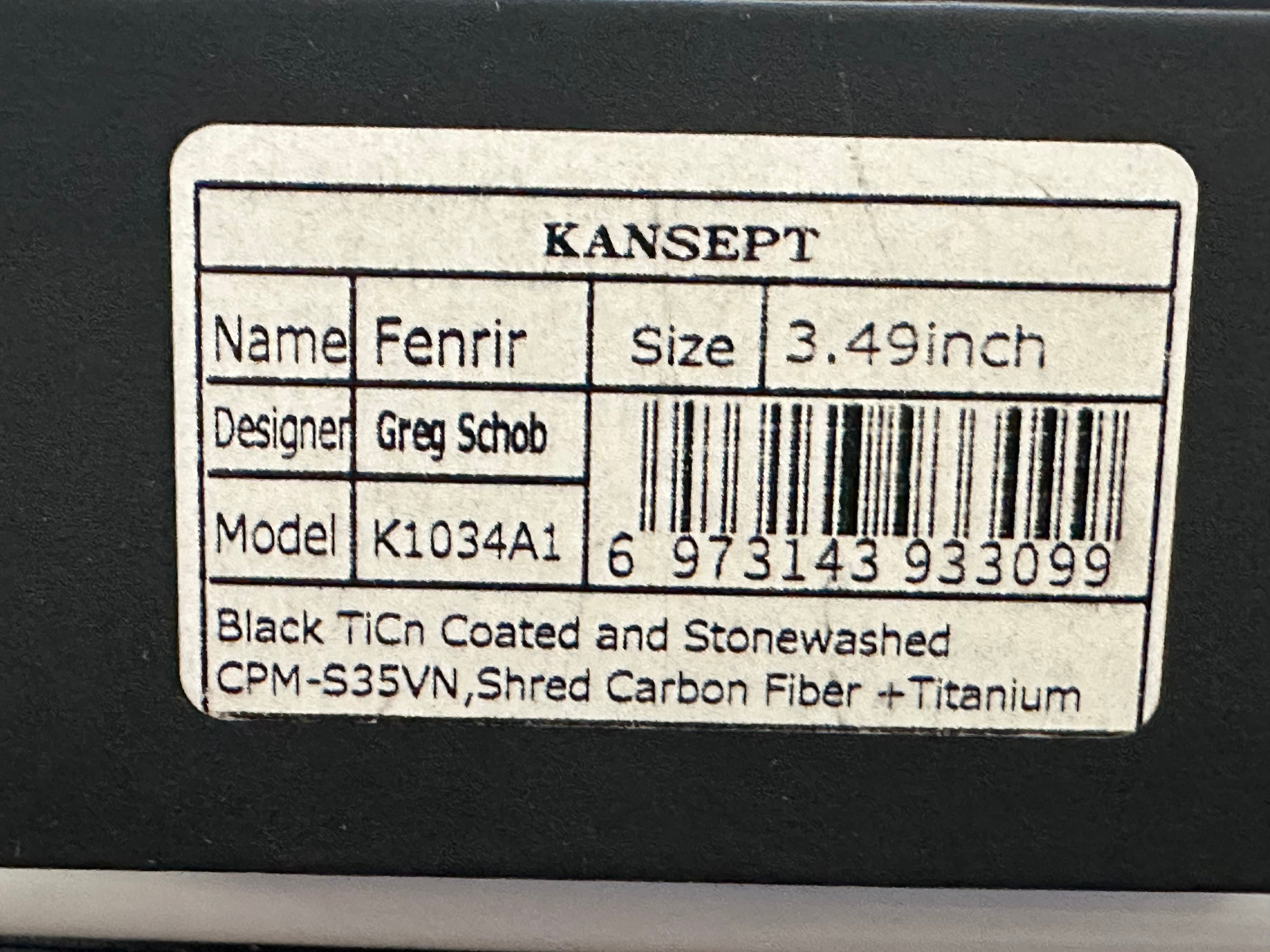 KANSEPT FENRIR Folding Knife - Shredded Carbon Fiber & Titanium Handle - EDC Pocket Knife for Outdoor Camping, Hiking & Everyday Carry