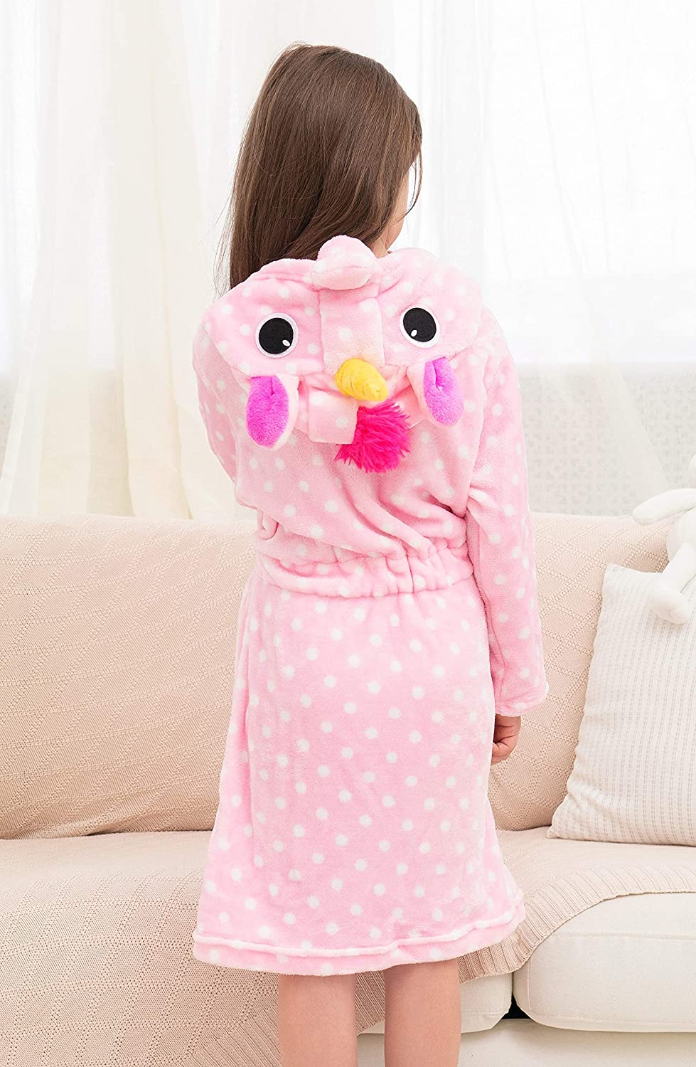 Soft & Cozy Unicorn Dots Bathrobe for Women & Girls - Plush Fleece Robe with Hood for Spa, Lounge & Relaxation at Home