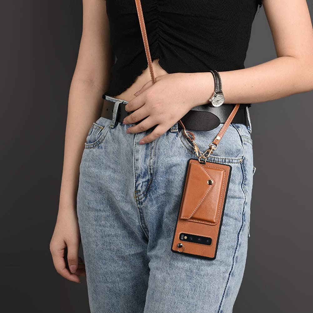Premium Leather Wallet Crossbody Case for Samsung Galaxy A32 4G - Magnetic Flip Cover with Credit Card Holder, Strap & Kickstand | Shockproof Protective Phone Purse | Perfect for Travel, Shopping & Everyday Use (Orange)