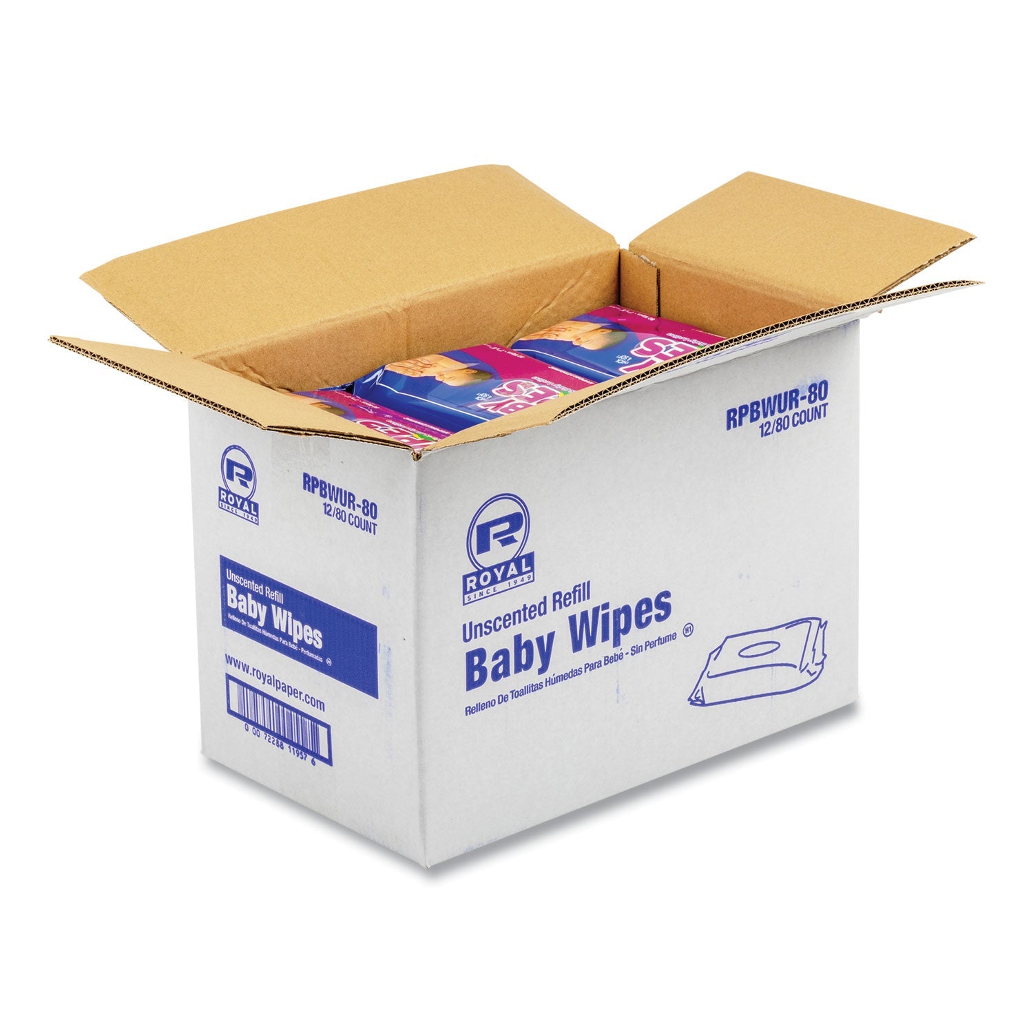 AmerCareRoyal® Unscented Baby Wipes Refill Pack - 8 Packs of 80 Wipes (640 Total), Hypoallergenic & Gentle for Sensitive Skin | Perfect for Diaper Changes, On-the-Go Cleaning & Baby Care Essentials