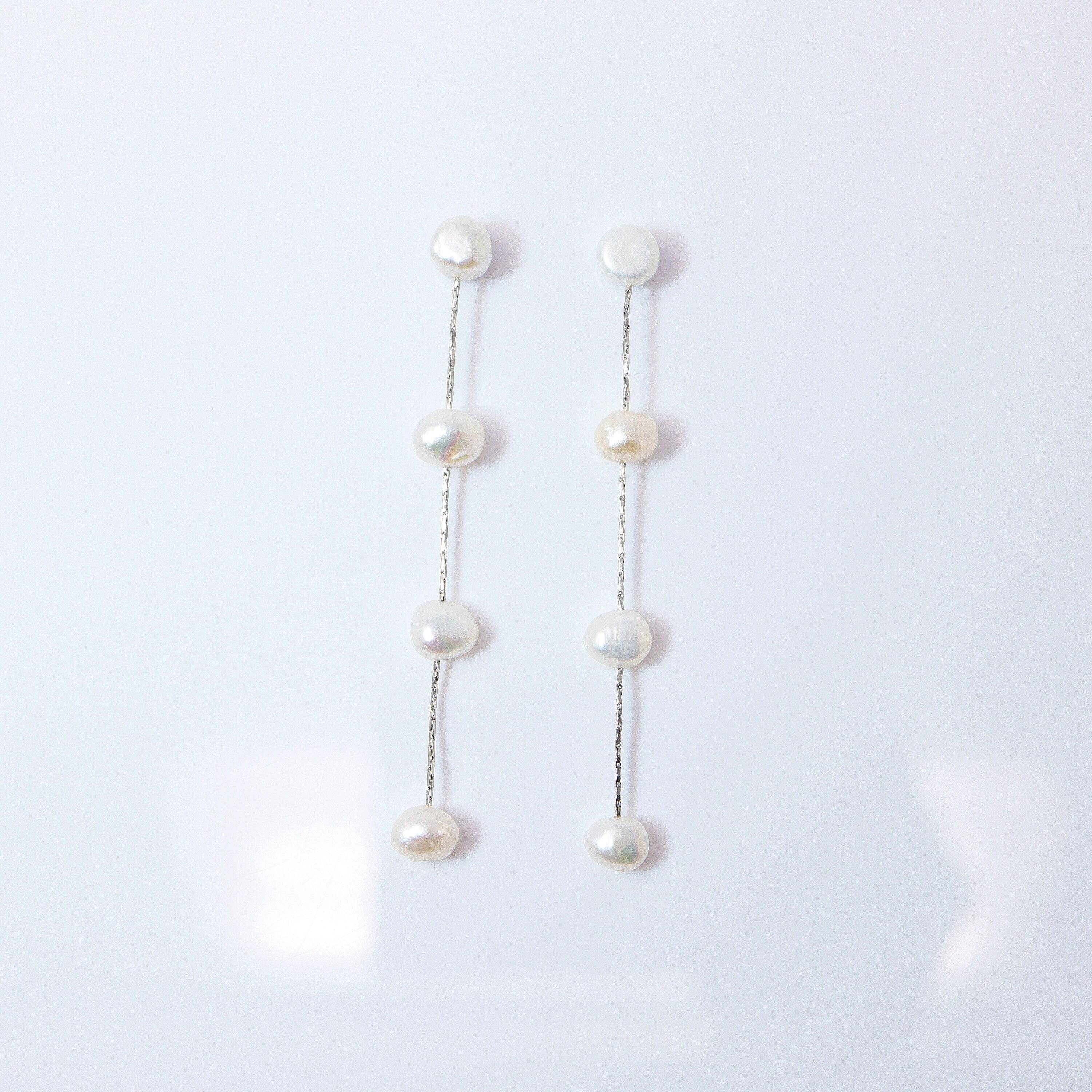 4 Freshwater Cultured Pearl Bezel Earrings - 14K Gold Plated Sterling Silver Bridal Jewelry - Elegant Statement Earrings for Weddings, Parties & Special Occasions