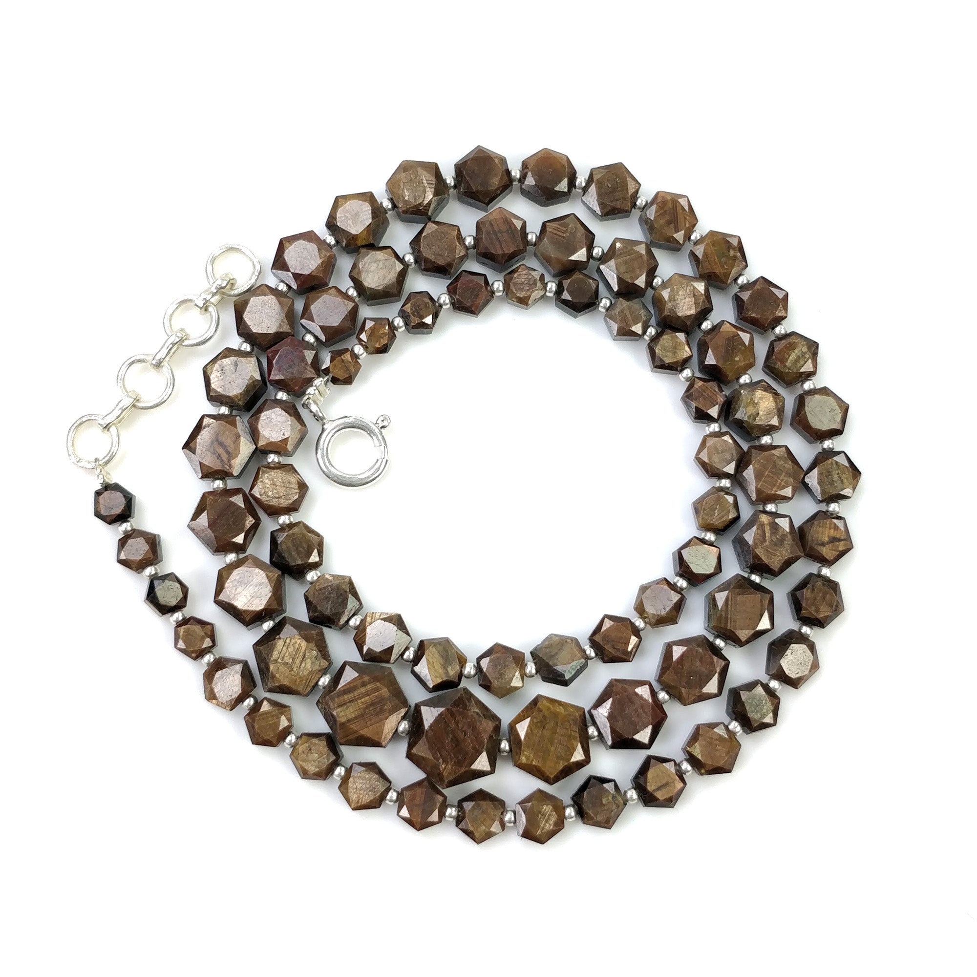 Golden Brown Chocolate Sapphire Gemstone Necklace - 23.30gms Natural Hexagon Faceted Sapphire Pendant (4.5mm-9mm) | Elegant Jewelry for Weddings, Parties & Special Occasions