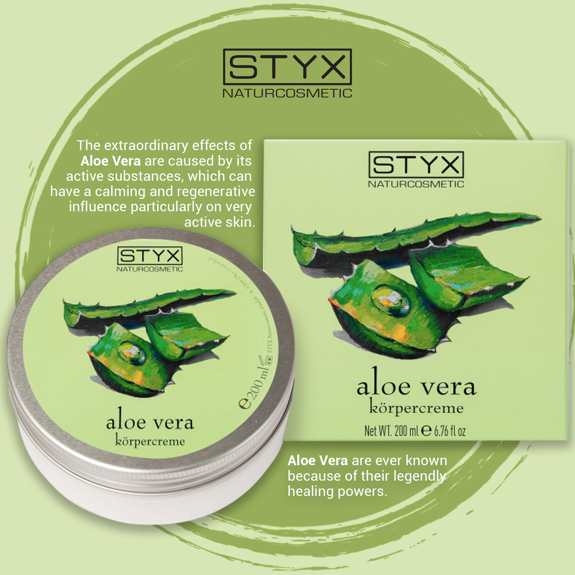 STYX Organic Aloe Vera Body Cream - 200ml for Dry, Sensitive Skin - Hydrating & Soothing Moisturizer for Daily Use, After Sun Care & Spa Treatments