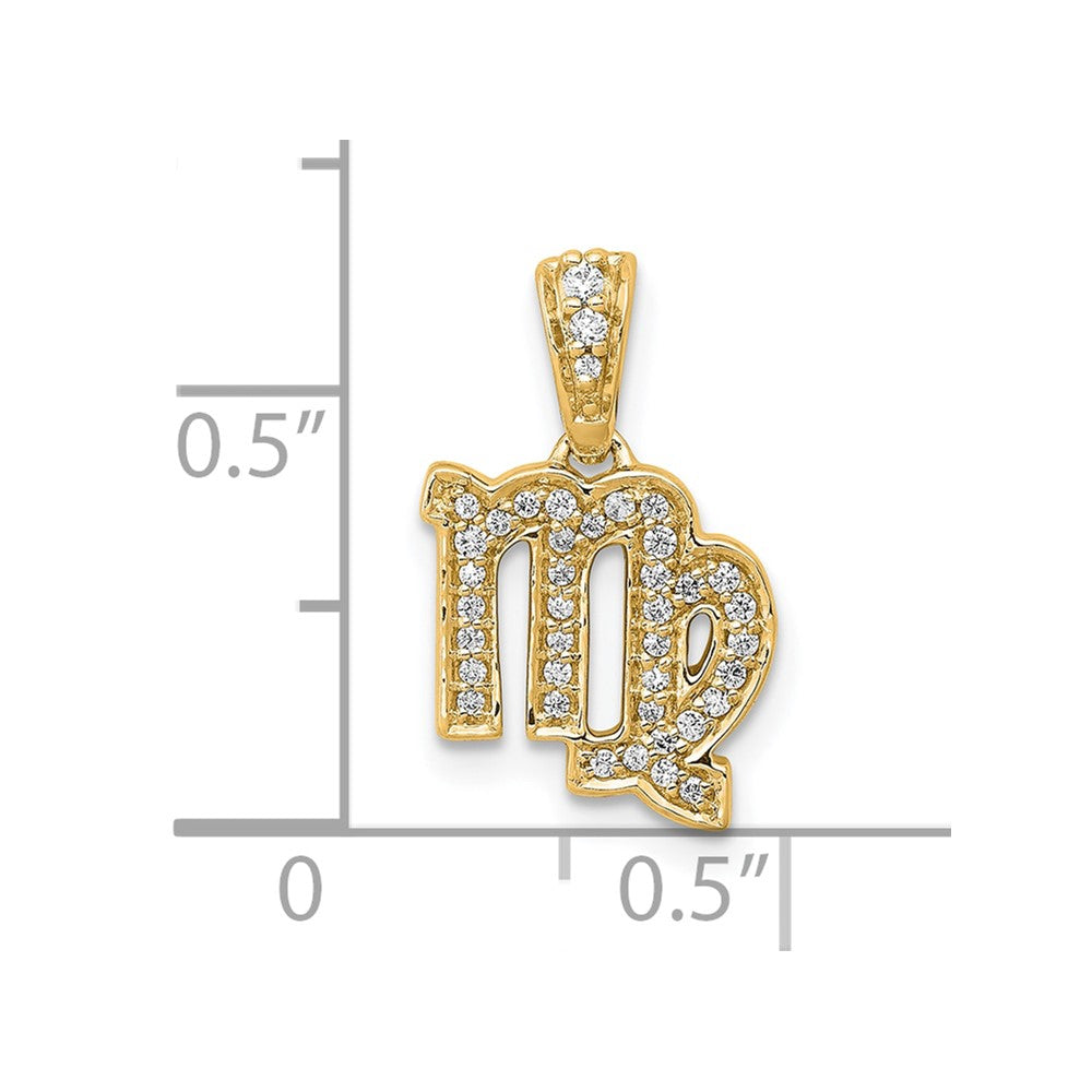14K Gold Virgo Zodiac Pendant with Diamond Accents - Elegant Small Horoscope Necklace for Women | Perfect Birthday Gift & Everyday Jewelry (Model PM4107 013 YA)