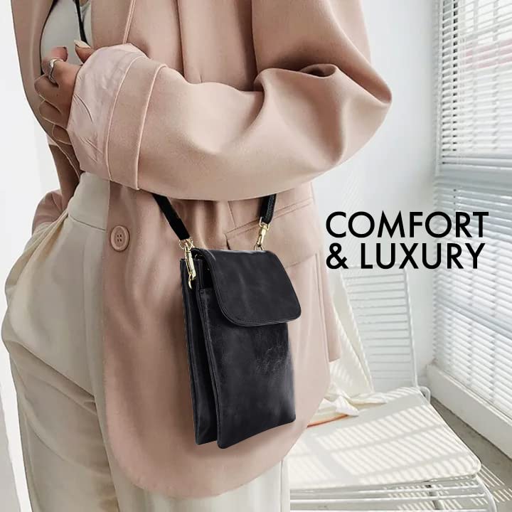 Woodland Vegan Leather Crossbody Phone Bag for Women - Anti-Theft Zipper Pocket, Fits All Smartphones | Perfect for Travel, Shopping & Everyday Use