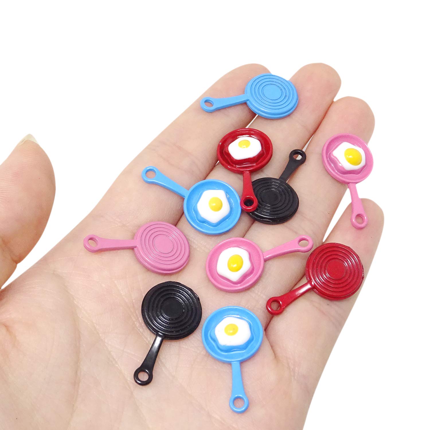 Honbay 24PCS Alloy Frying Pan with Egg Enamel Charms - DIY Jewelry Making Kit for Earrings & Bracelets (4 Colors) - Perfect for Crafting, Gifts & Fashion Accessories