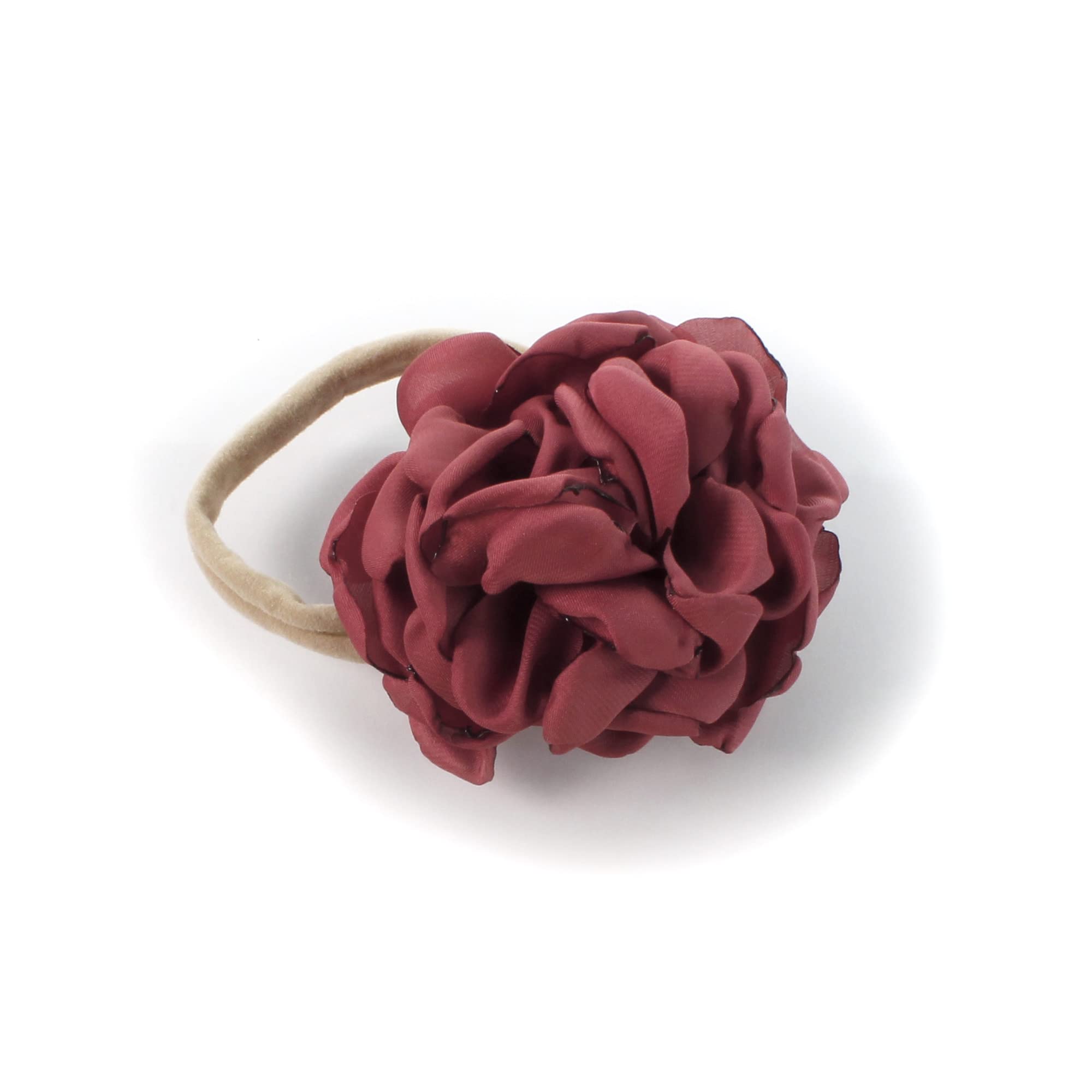 Lello Baby Girl Ruffle Rose Headbands Set - 2 Pack Large Size - Barely Peach & Cinnamon Rose - Soft Nylon Elastic Hair Accessories for Toddlers & Kids - Perfect for Birthday Parties, Photo Shoots & Everyday Wear