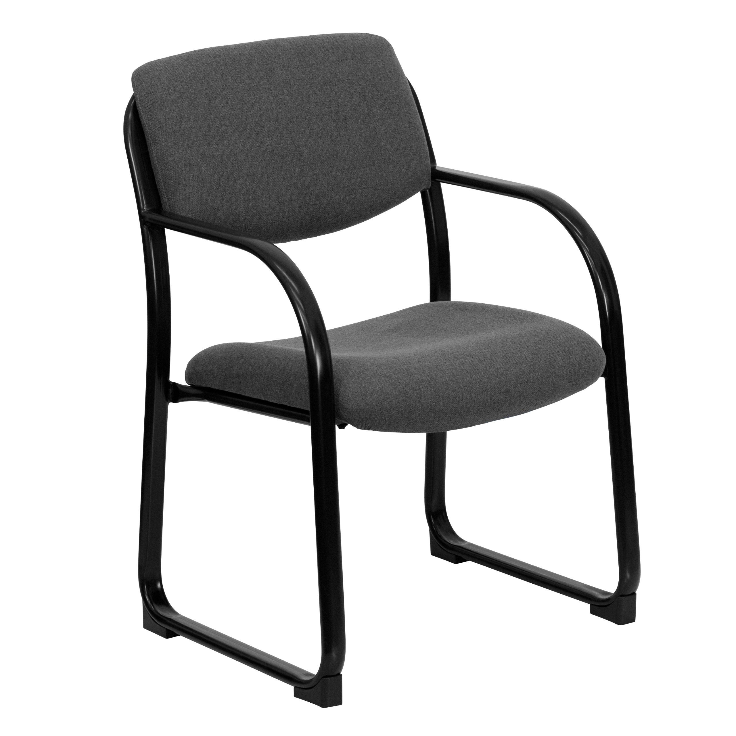 Flash Furniture Gray Fabric Executive Side Reception Chair with Sled Base - Ergonomic Office Guest Chair for Waiting Rooms, Lobbies & Conference Areas