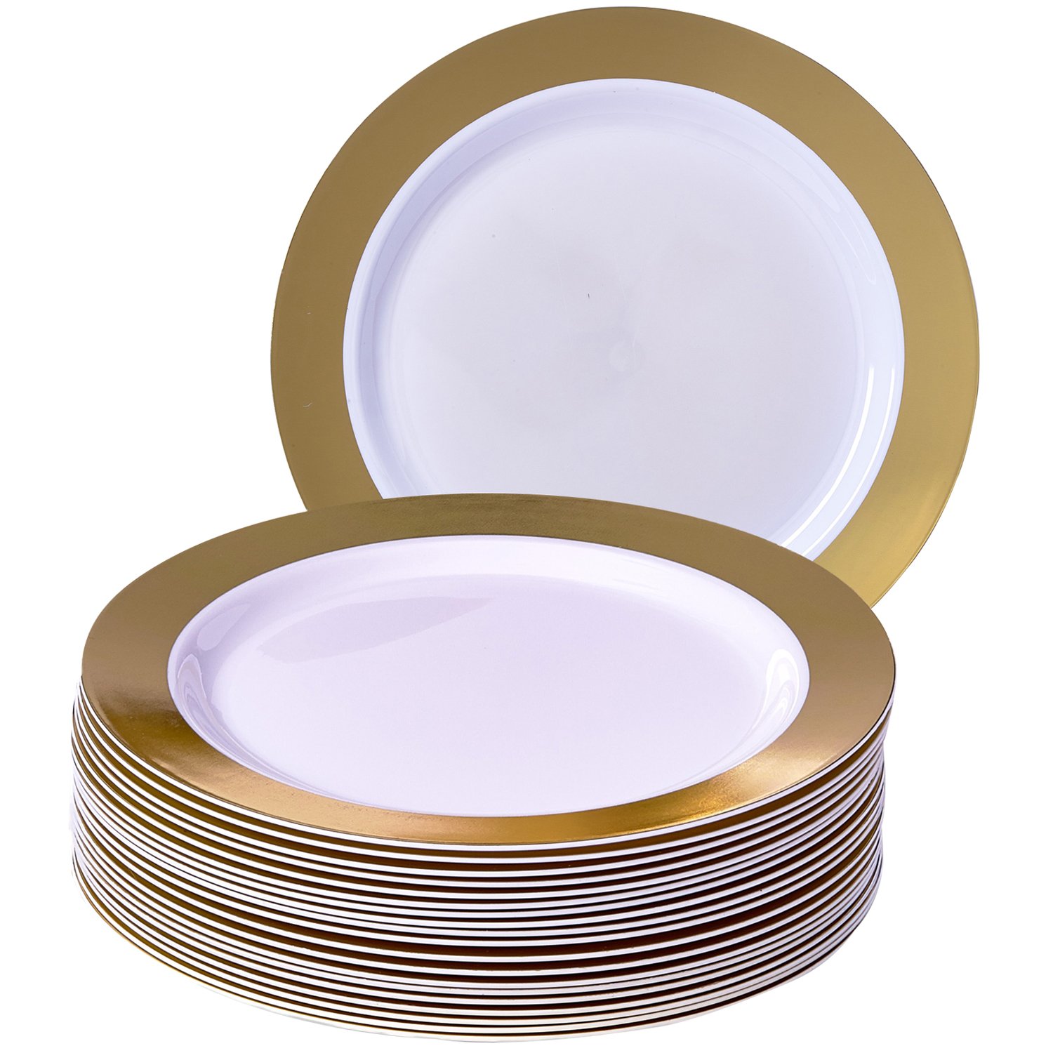 Elegant 60-Piece Disposable Dinnerware Set - 20 Dinner Plates, 20 Salad Plates, 20 Dessert Plates | Heavy Duty Silver Spoons Party Dishes with Fine China Look | Perfect for Weddings, Catering & Upscale Events (Ritz Gold)