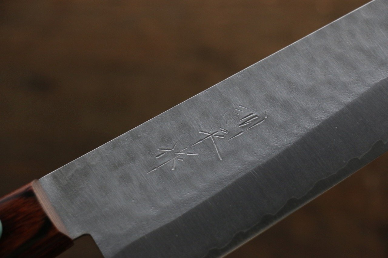 Premium Kunihira VG1 Hammered Santoku Knife 170mm with Mahogany Handle - Japanese Kitchen Knife for Slicing, Dicing & Chopping Vegetables, Meat & Fish - Perfect for Home Chefs & Professional Kitchens