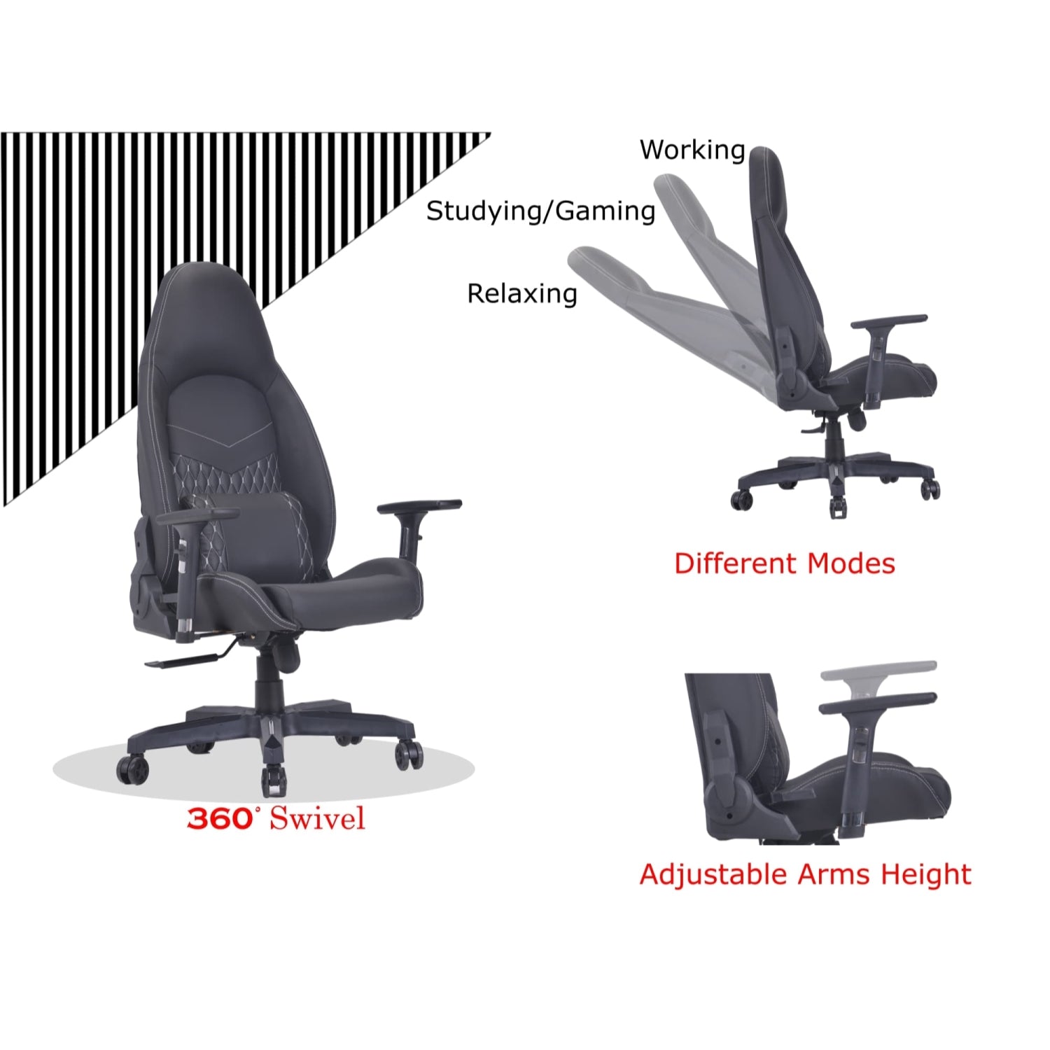 PRO X SERIES 7904 Ergonomic Gaming Chair - Black - High Back Racing Style with Lumbar Support & Headrest - Perfect for PC, Console & Office Gaming Setup
