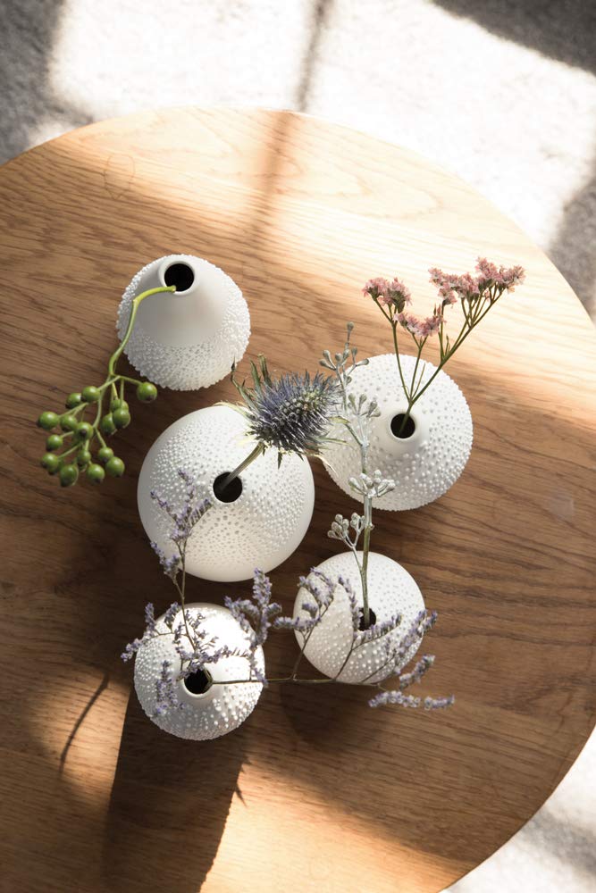 Pearl Stoneware Mini Vase Set of 3 - Elegant Ceramic Home Decor for Table Centerpieces, Wedding Decorations & Gift Ideas