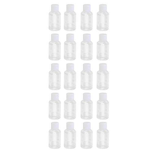 EXCEART 20 Pack 50ml Refillable Travel Squeeze Bottles - Clear Plastic Empty Lotion Containers with Flip Top Lids for Toiletries, Cosmetics, Camping & Outdoor Adventures