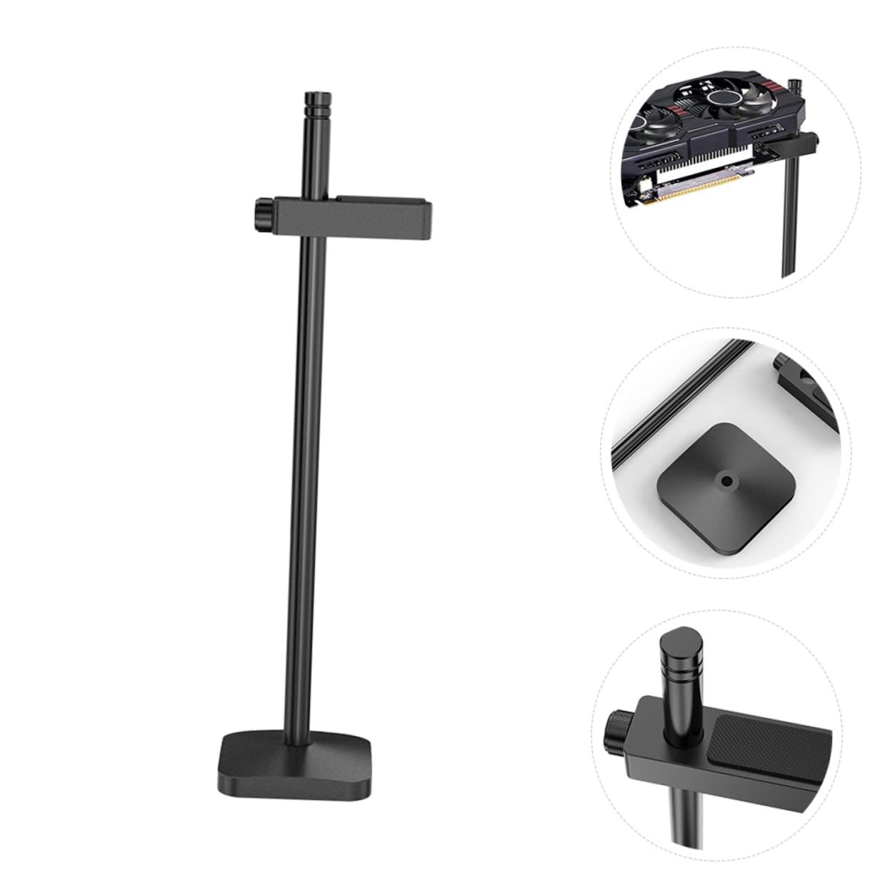 Mikikit 4pcs Black Aluminum-Magnesium Alloy Adjustable GPU Support Bracket - Graphics Card Holder Frame for PC Case Accessories | Perfect for Gaming Rigs & Workstation Builds