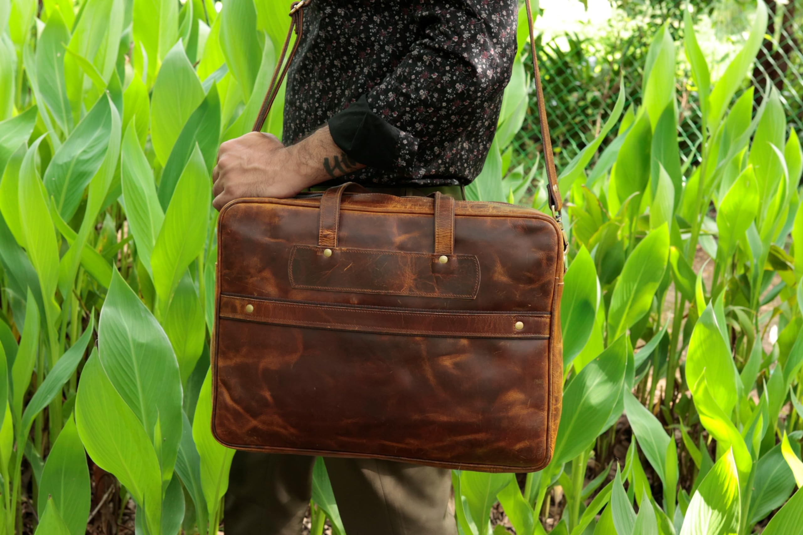 16 Inch Genuine Leather Laptop Messenger Bag for Men & Women - Durable Office Briefcase Satchel - Perfect for Business, Work, Travel & Daily Commute