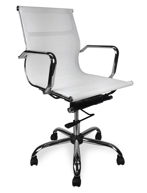 Premium White Mesh Executive Office Chair - Ergonomic Design for Boardroom & Home Office Comfort