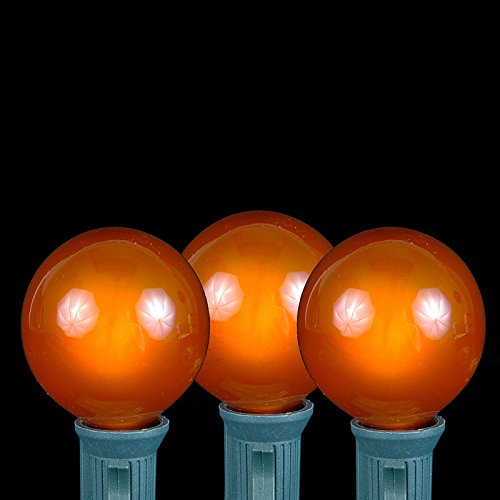 100ft G40 Outdoor String Lights with 125 Amber Globe Bulbs - Commercial Grade Patio Lights for Restaurant, Cafe, Bistro & Backyard - Weatherproof Hanging Lights with C7/E12 Base - Brown Wire - Perfect for Weddings, Parties & Outdoor Dining