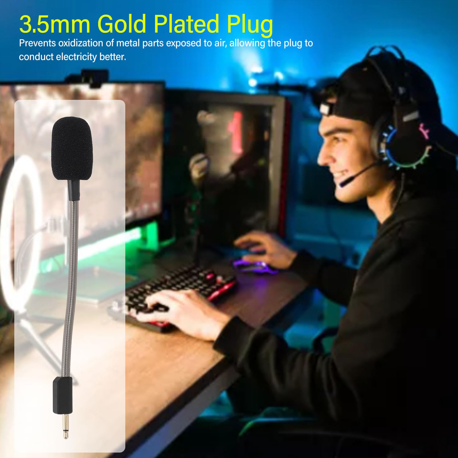 Razer BlackShark V2/V2 Pro Replacement Microphone - Detachable 3.5mm Boom Mic with Noise Cancelling & Foam Cover for Gaming Headsets - Perfect for Streaming, Online Meetings & Competitive Gaming