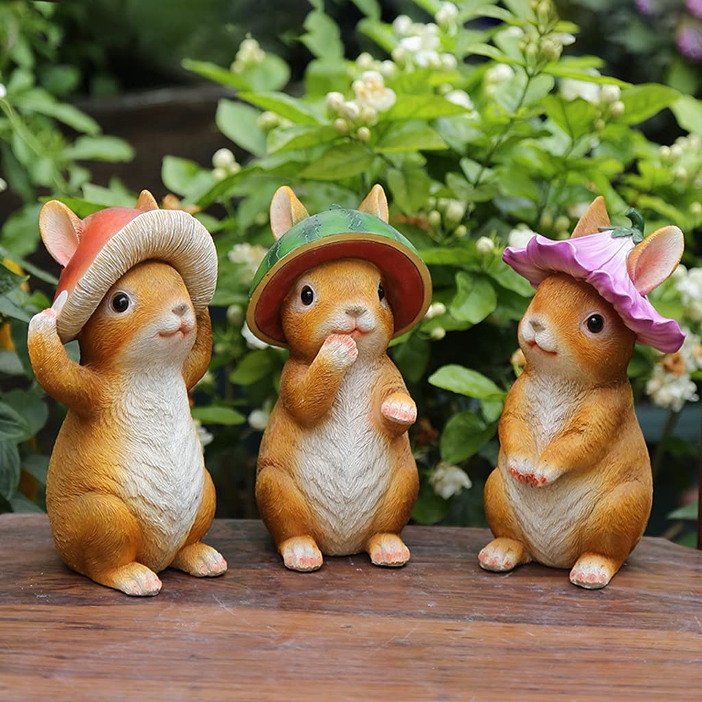 Resin Rabbit Garden Statue - Outdoor Decorative Sculpture for Courtyard, Lawn & Landscape Decor (1 Set) - Perfect for Patio, Yard & Garden Decoration