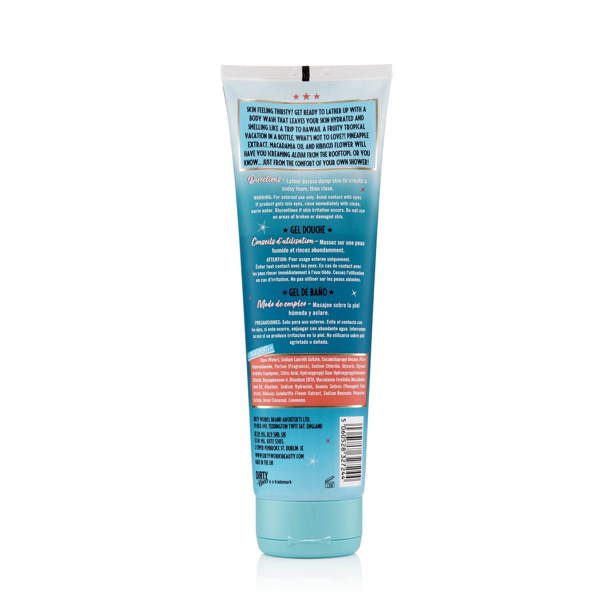 Dirty Works Moisture Miracle Hydrating Body Wash with Pineapple Extract - 280ml | Deeply Cleanse, Hydrate & Nourish for Smooth Skin | Shower Gel for Dry Skin, Daily Body Cleanser | Perfect for Morning & Night Shower Routine