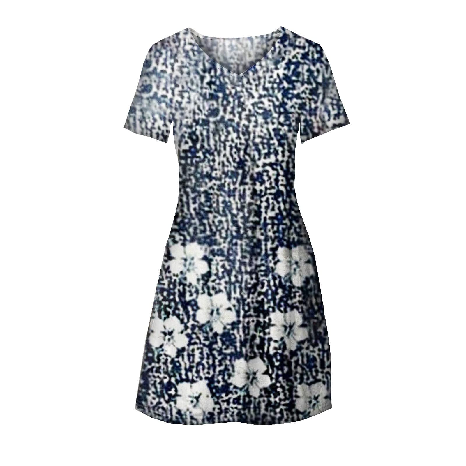 SERYU Women's Casual Loose Bohemian Floral Print Short Sleeve Maxi Dress - Perfect for Summer Beach Vacation, Music Festival & Boho Chic Outfits