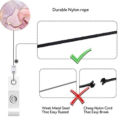 3 Pack Retractable ID Badge Reels with Marble Design & Alligator Clip - Professional Badge Holder for Nurses, Doctors, Office Staff & Teachers | Ideal for Hospitals, Schools & Corporate Offices