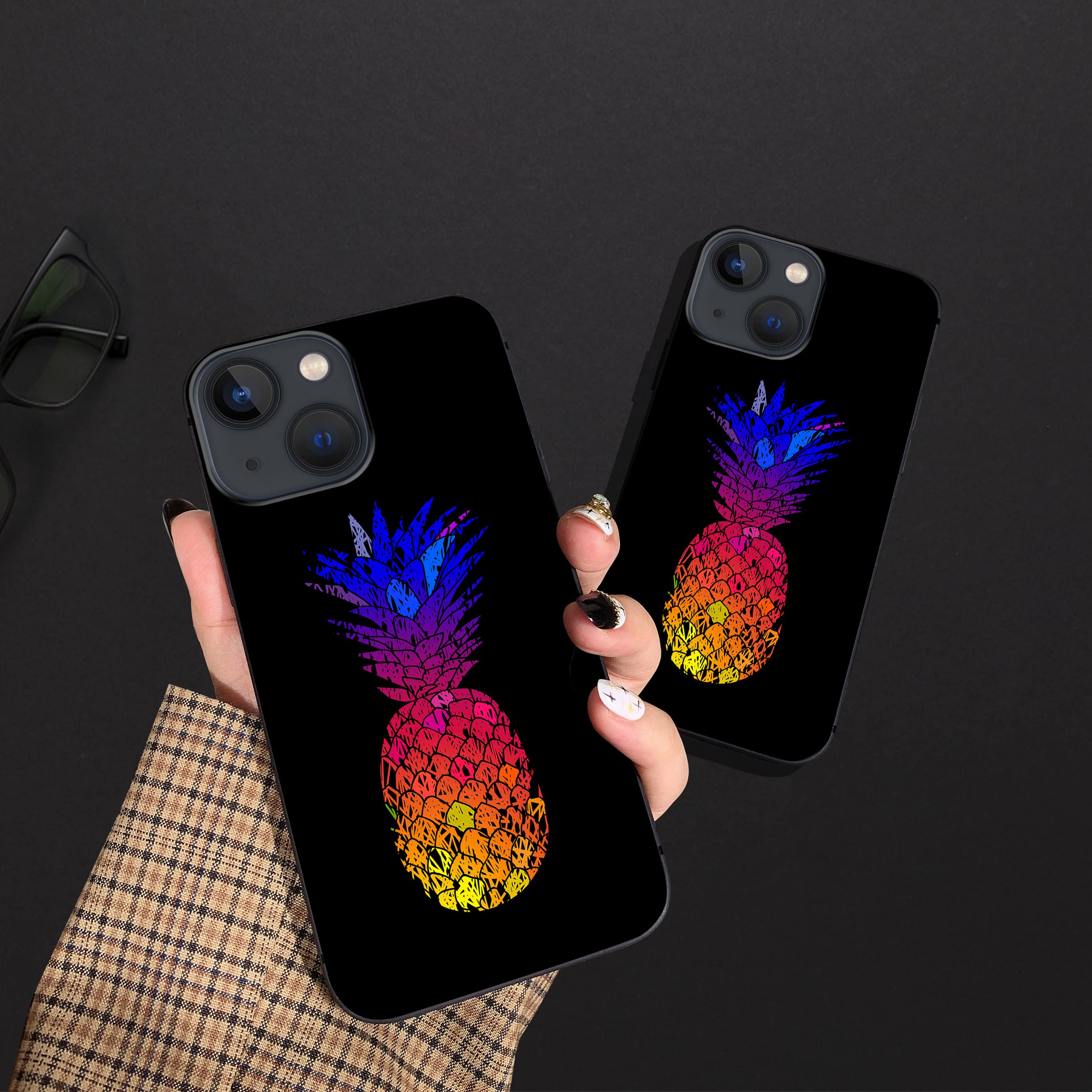 Colorful Pineapple iPhone 14 Case - Shockproof Soft TPU Protective Cover for iPhone 14 (6.1 inch) | Trendy Bright Design for Women & Men | Perfect for Summer, Beach & Tropical Vacations