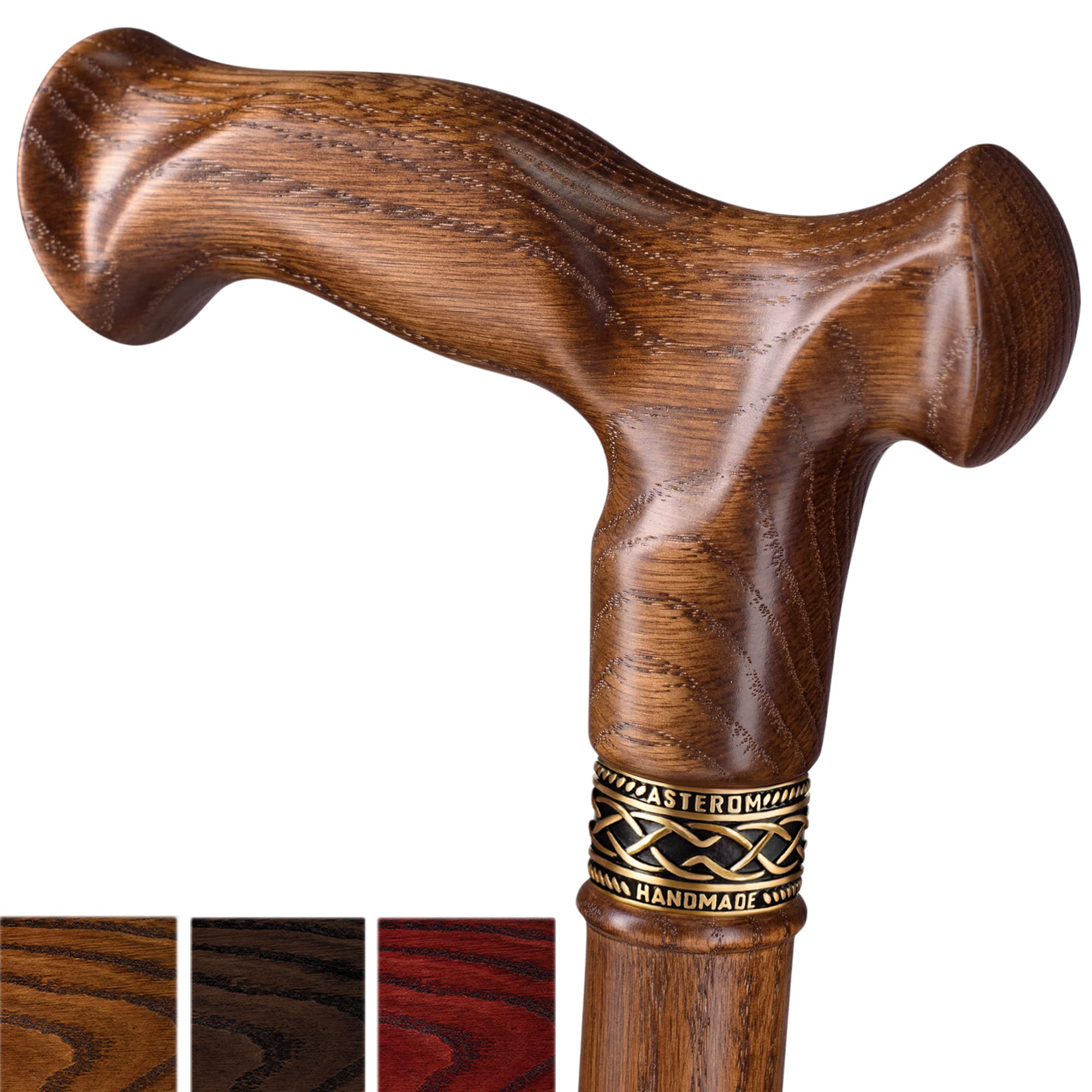 Handmade Anatomical Walking Cane - Sturdy Oak Wood Walking Stick for Men & Women - Senior Mobility Aid for Hiking, Travel & Daily Support