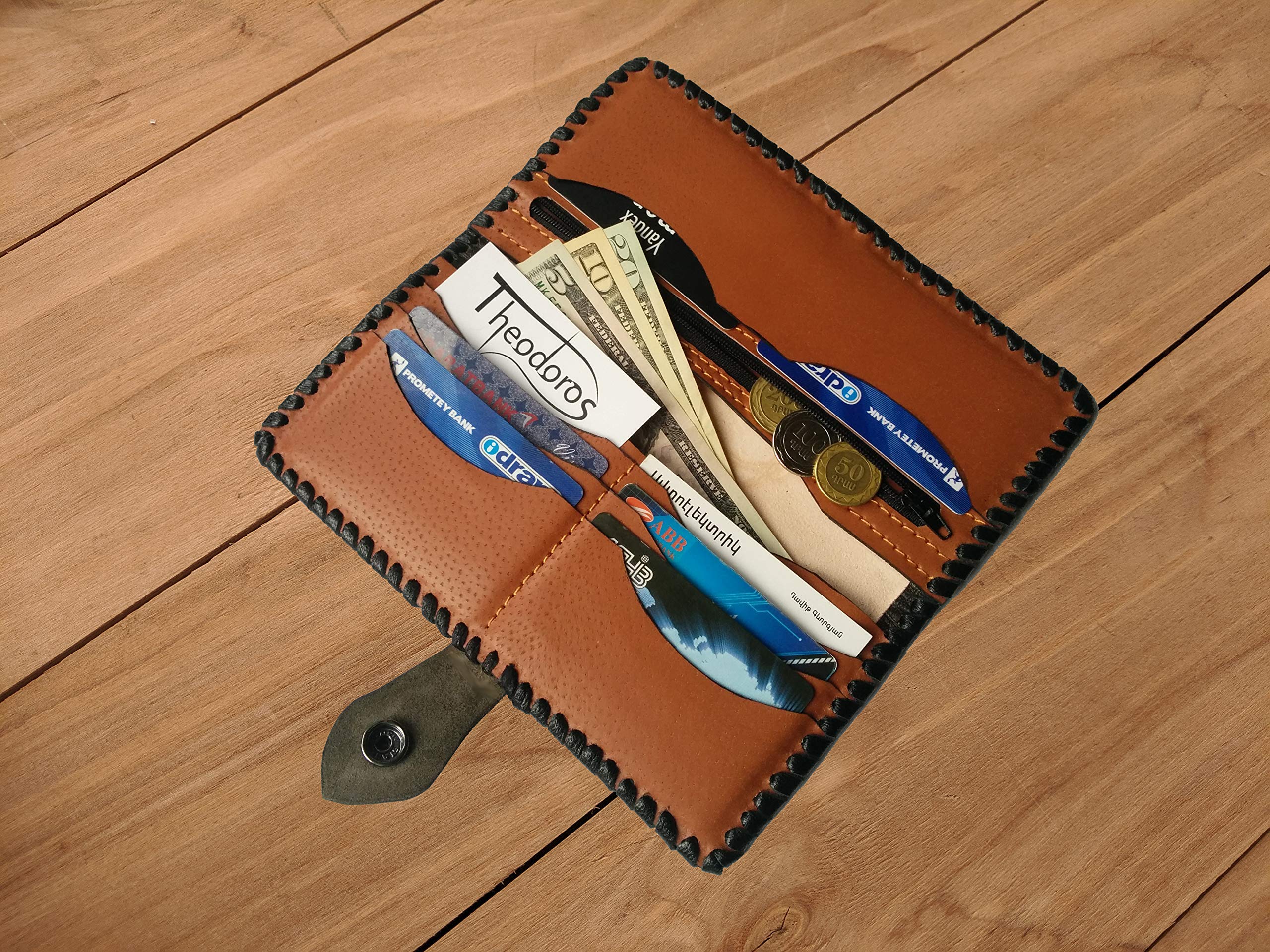 Handcrafted 3D Genuine Leather Biker Wallet for Men - Custom Engraved German Shepherd Design - Personalized Long Leather Wallet for Motorcycle Riders & Gift Giving