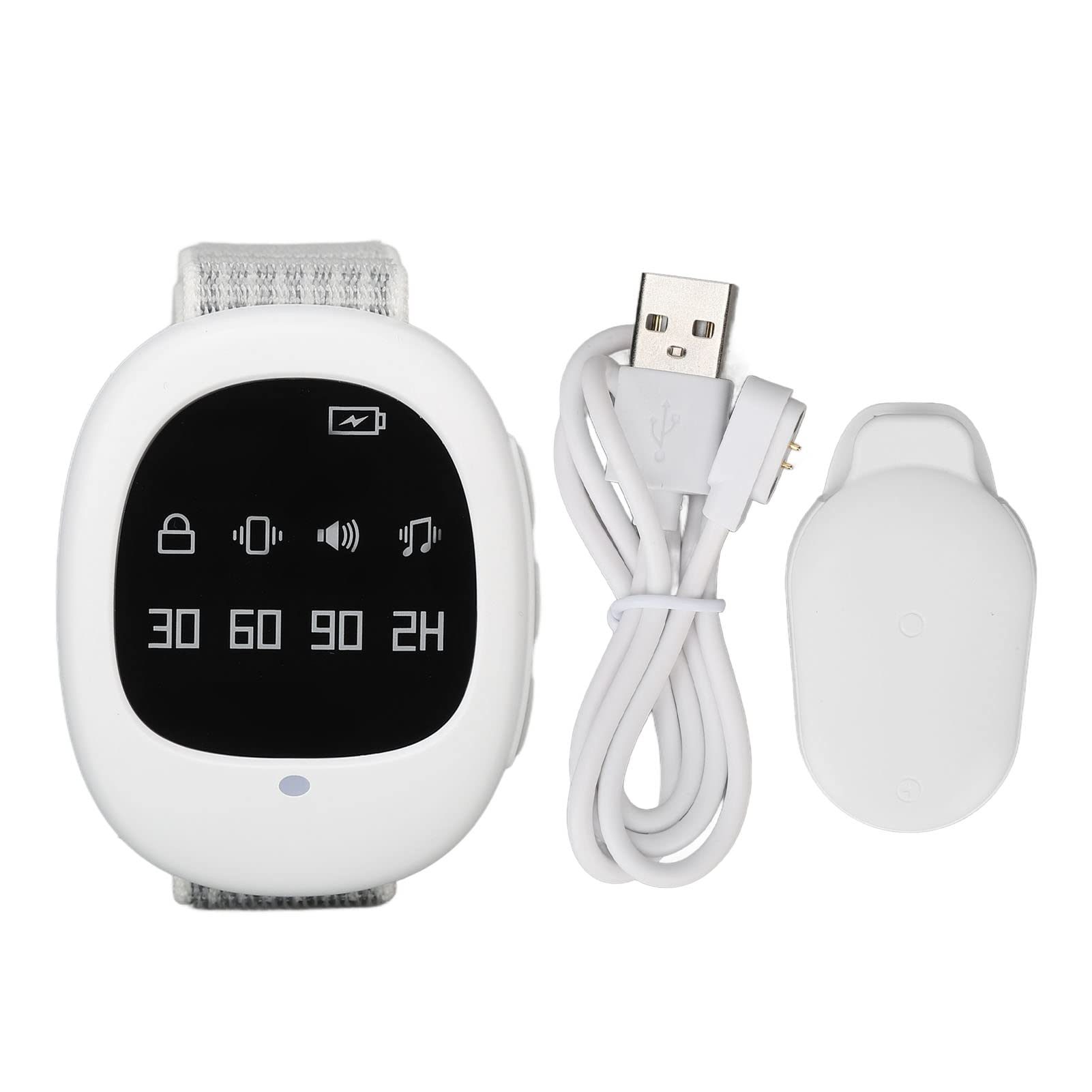 **Bed Wetting Alarm for Kids & Adults - Wireless Potty Training Alarm with Sound & Vibration, Timer Setting, White - Helps Stop Bedwetting for Children & Elderly (Home & Travel Use)**