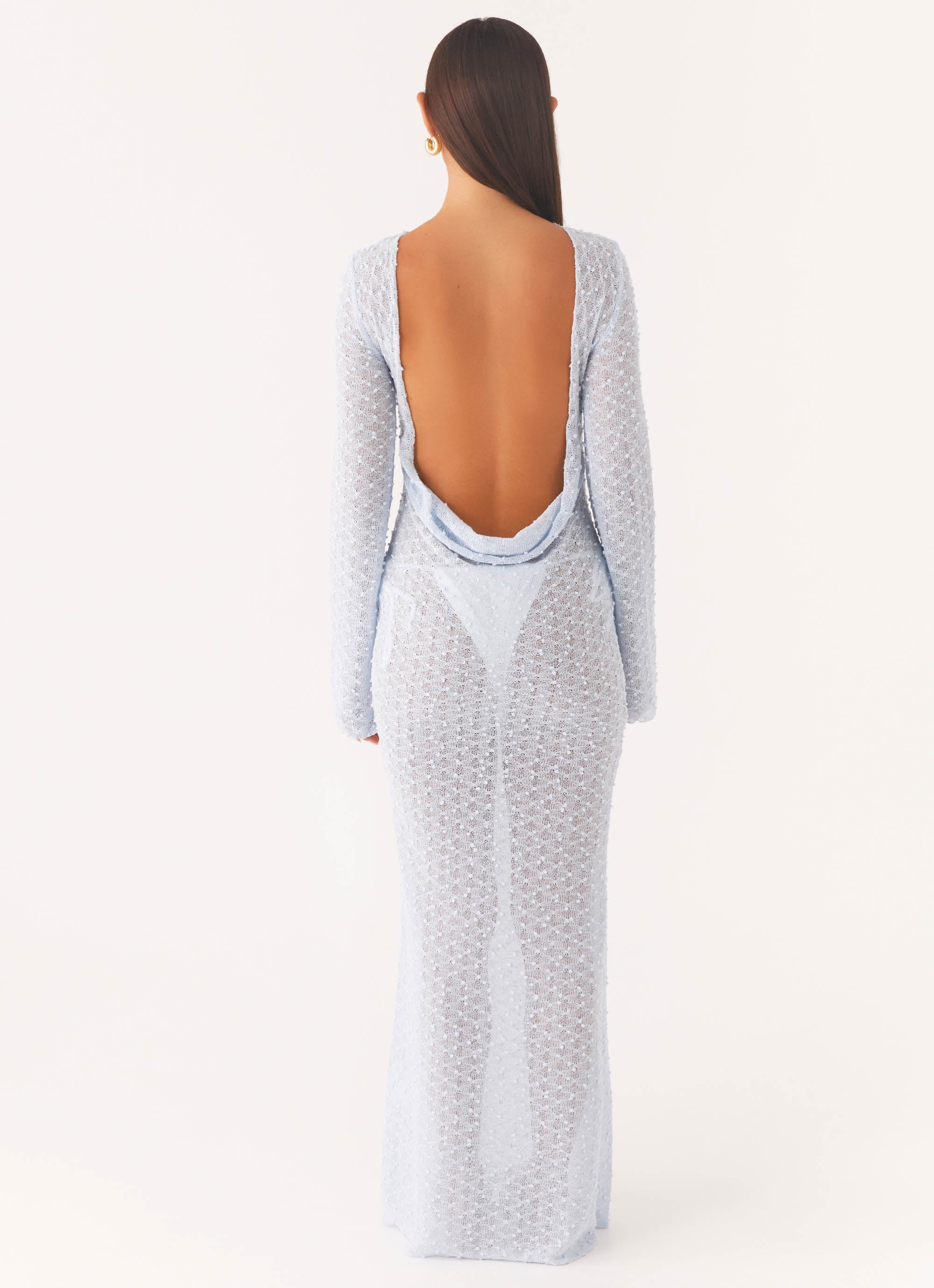 Flirty Knitted Maxi Dress for Women - Elegant Long Blue Boho Summer Beach Dress | Perfect for Vacations, Dates & Outdoor Parties