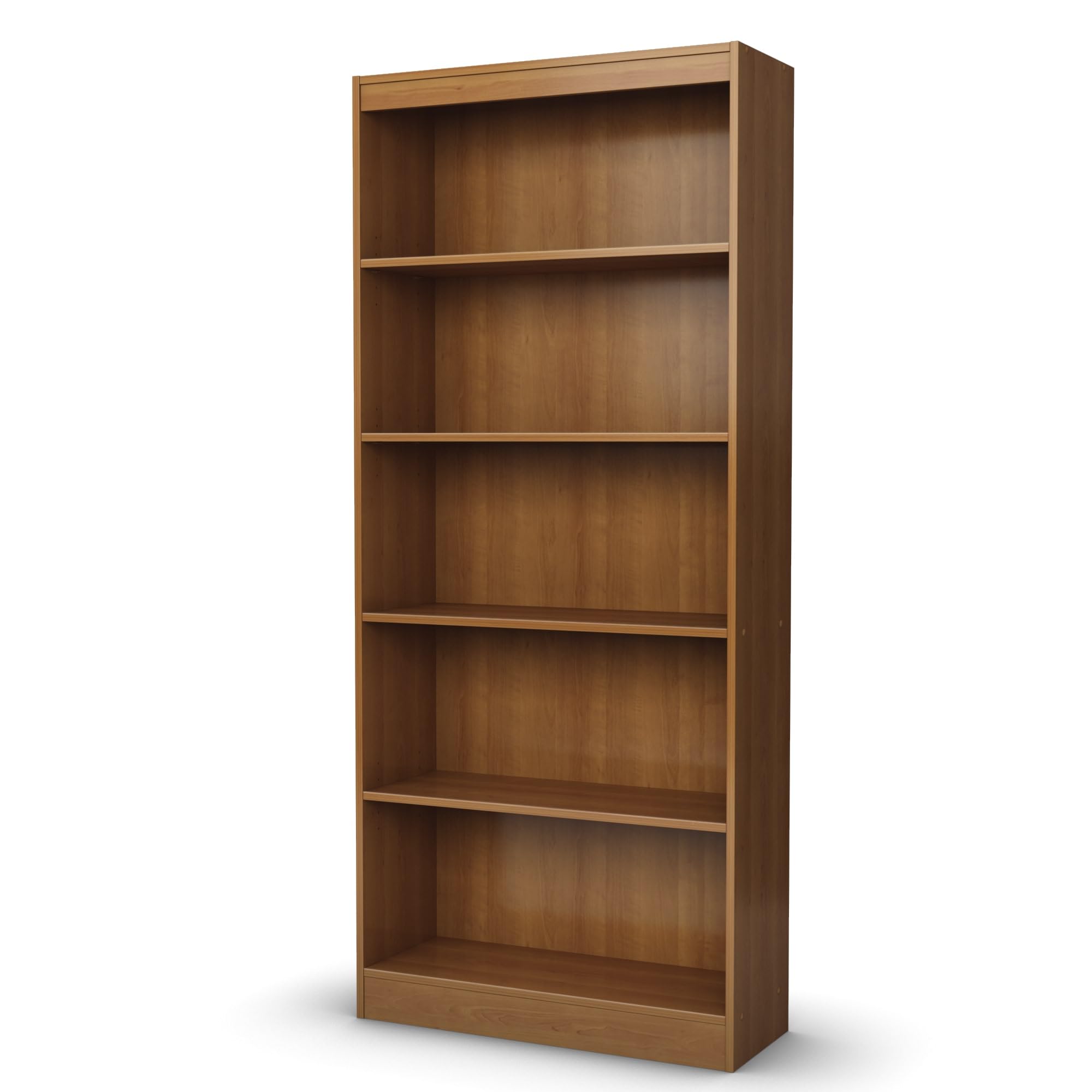South Shore Axess 5-Shelf Bookcase in Morgan Cherry Finish - Sturdy Wood Bookshelf for Home Office, Living Room & Bedroom Storage - Perfect for Organizing Books, Decor & Essentials
