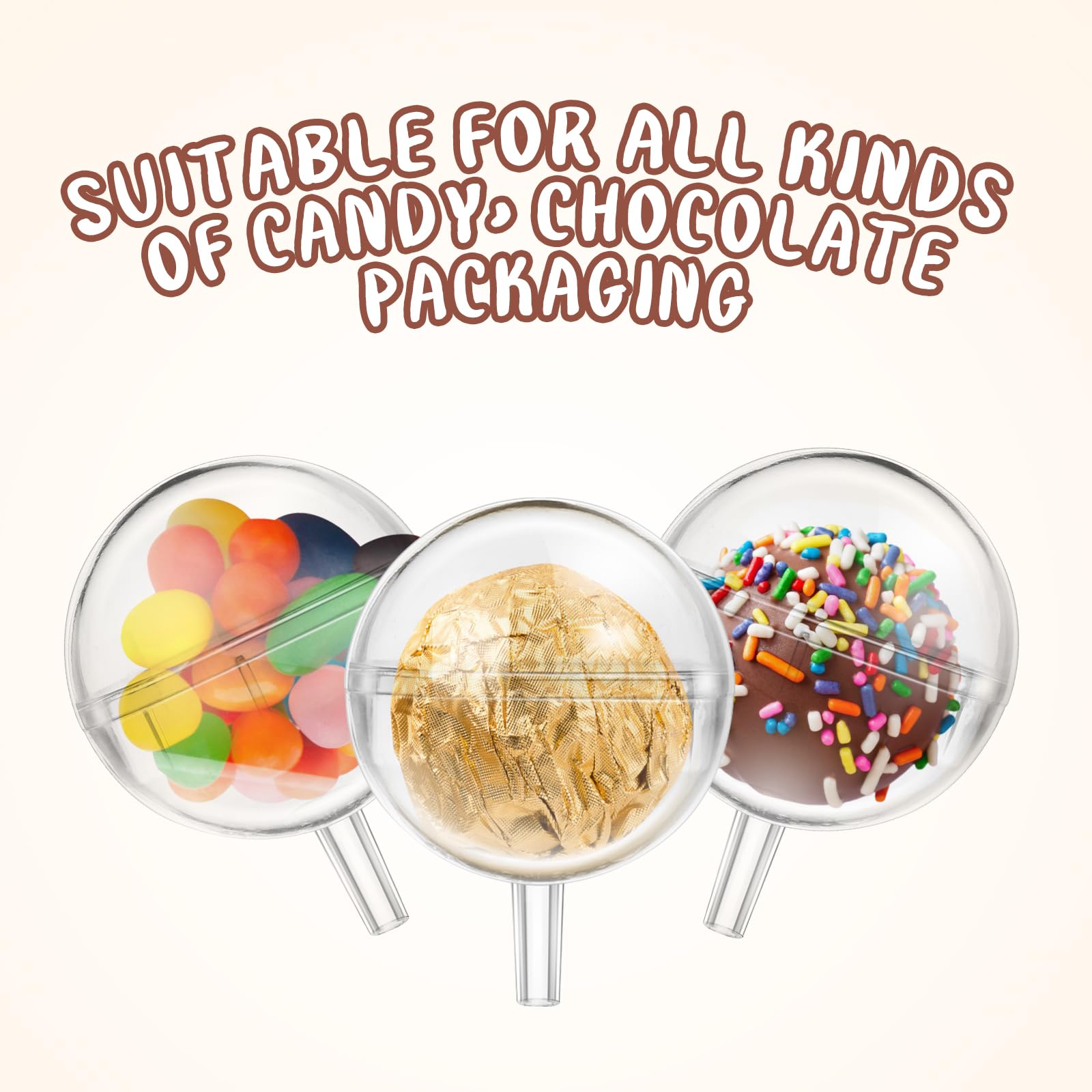 100PCS Clear Round Chocolate Ball Holders for Bouquet - Candy Wrappers, Truffle Box, Flower Packaging - Perfect for Wedding, Valentine's Day & Party Decorations - Ideal for DIY Chocolate Gifts, Dessert Displays & Sweet Table Centerpieces