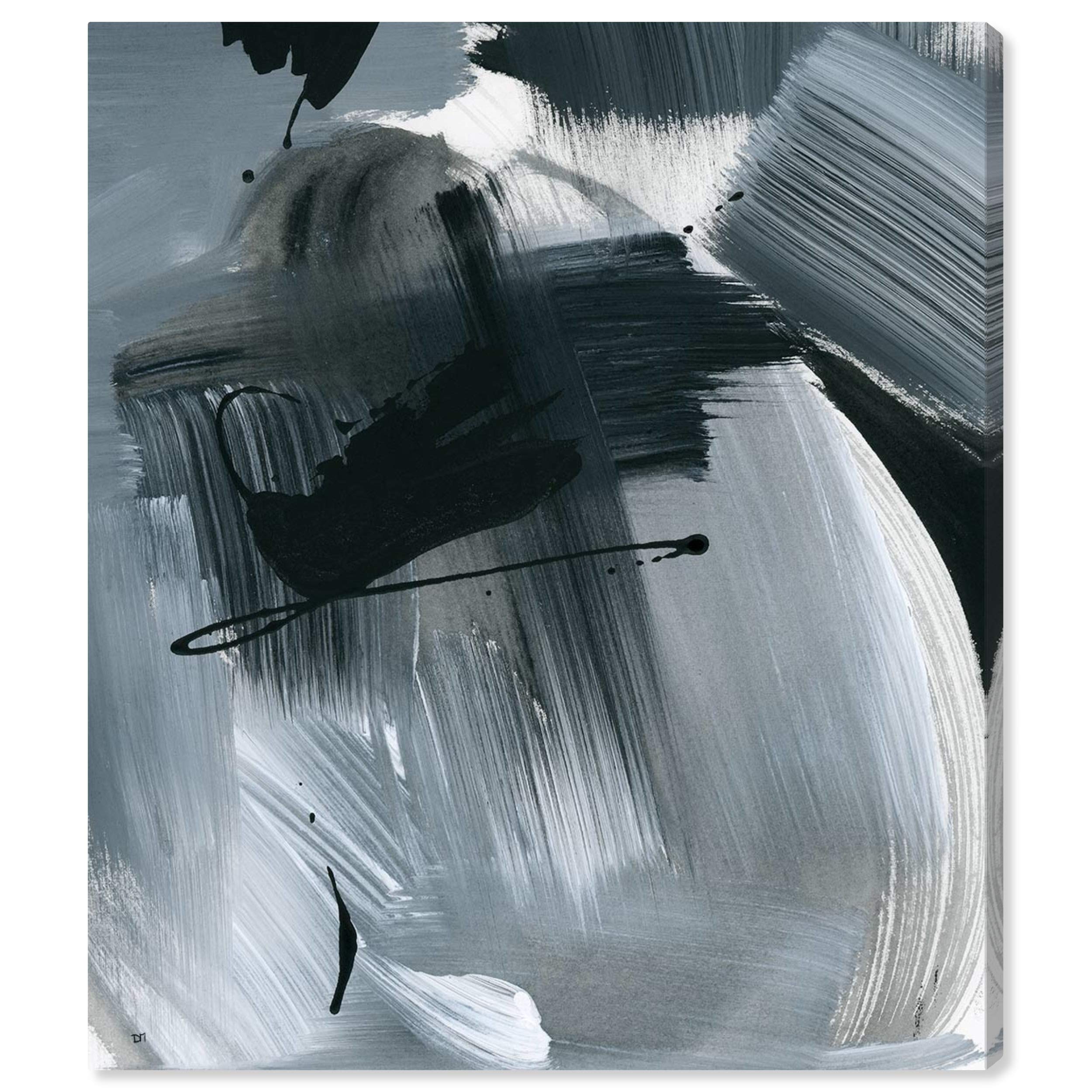 Abstract Wall Art Canvas Print 'October Strokes' - Gray & Black Modern Home Decor - 36