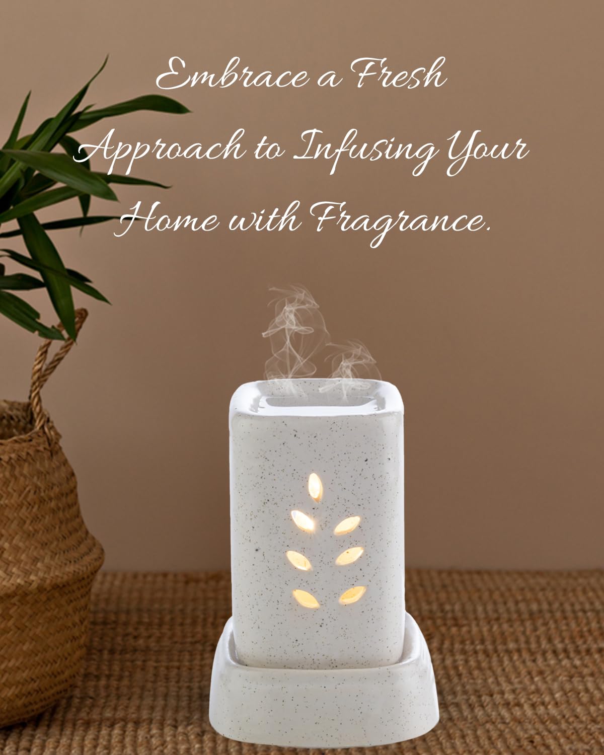 ASIAN AURA White Ceramic Electric Aroma Diffuser & Essential Oil Burner - 8x11.5cm Home Spa Relaxation, Yoga Meditation, Bedroom & Office Aromatherapy