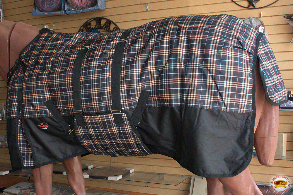 Hilason 1200D Winter Waterproof Turnout Horse Blanket with Belly Wrap - Heavy Duty 66