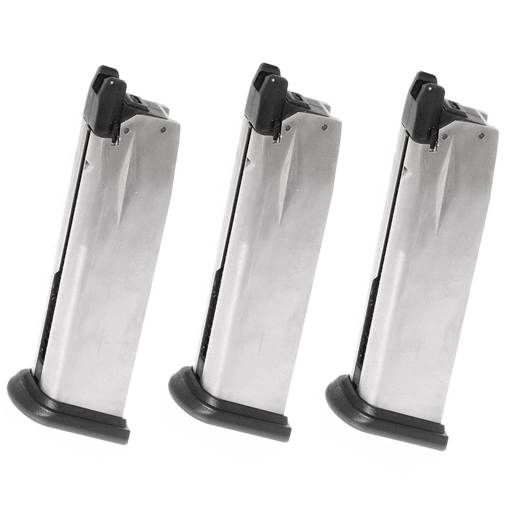 WE-TECH Air Venturi Springfield Armory XDM Series GBB Pistol Magazine - 3pcs 25rd Gas Magazines (Silver) for Airsoft Spare Parts | Perfect for Target Practice & Competitive Shooting