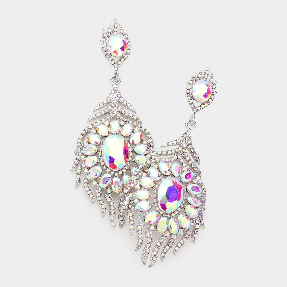 Sparkling AB Crystal & Rhinestone Chandelier Earrings for Women - Elegant Pageant Jewelry, Prom, Wedding & Evening Wear Accessories (Style 283405)