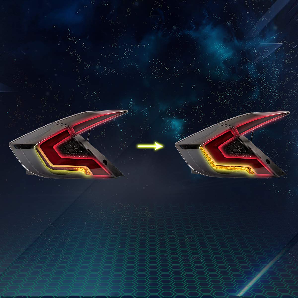 Premium LED Tail Lights for 2016-2021 Honda Civic Sedan (10th Gen) - DRL Startup Animation, Rear Lamp Assembly - Perfect for Night Driving & Car Customization (Not Compatible with Hatchback & Coupe Models)