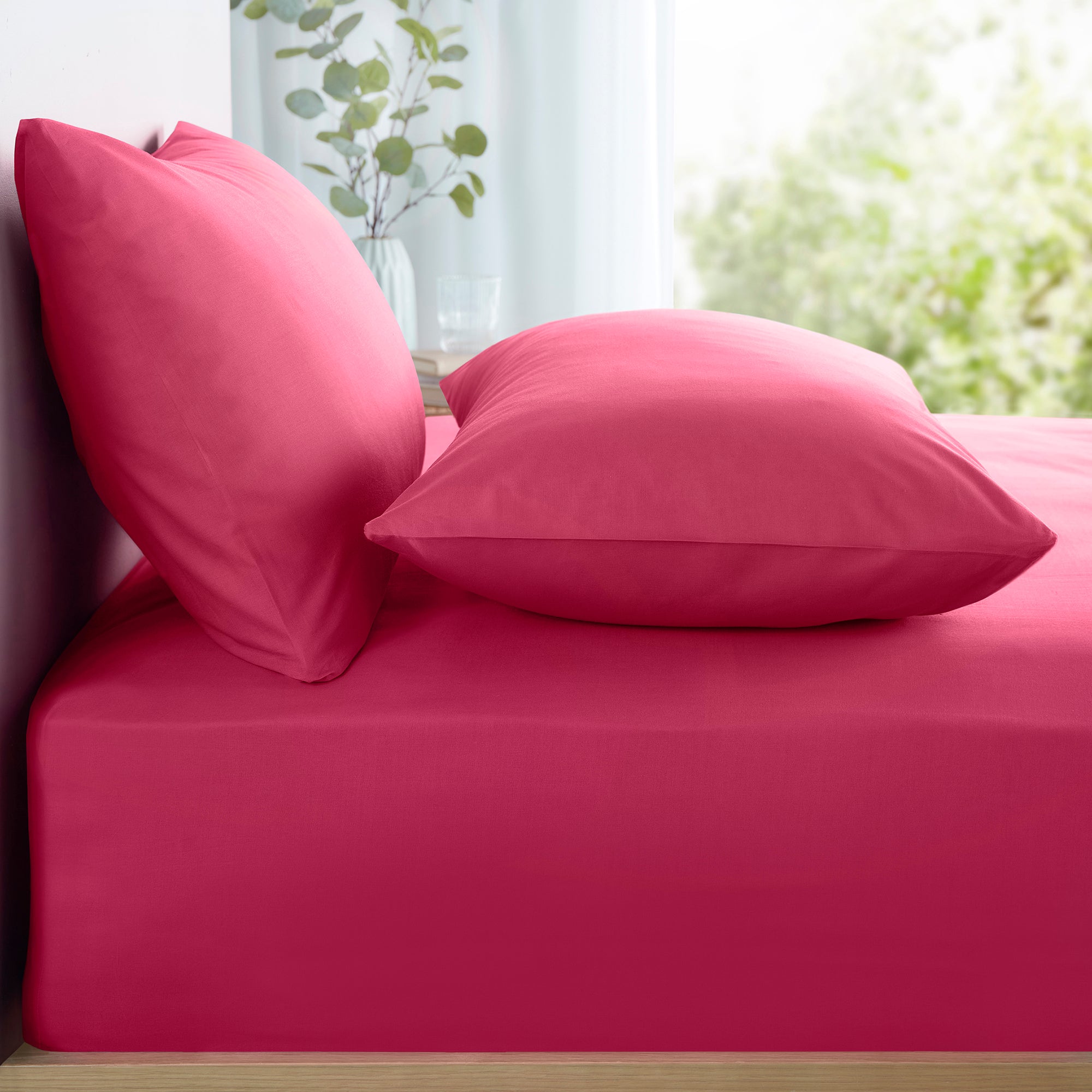 Appletree 100% Pure Cotton Fitted Bed Sheet 28cm Deep Pocket - Soft Pink Luxury Bedding for Queen Size Mattress - Perfect for Master Bedroom, Guest Room & Vacation Homes