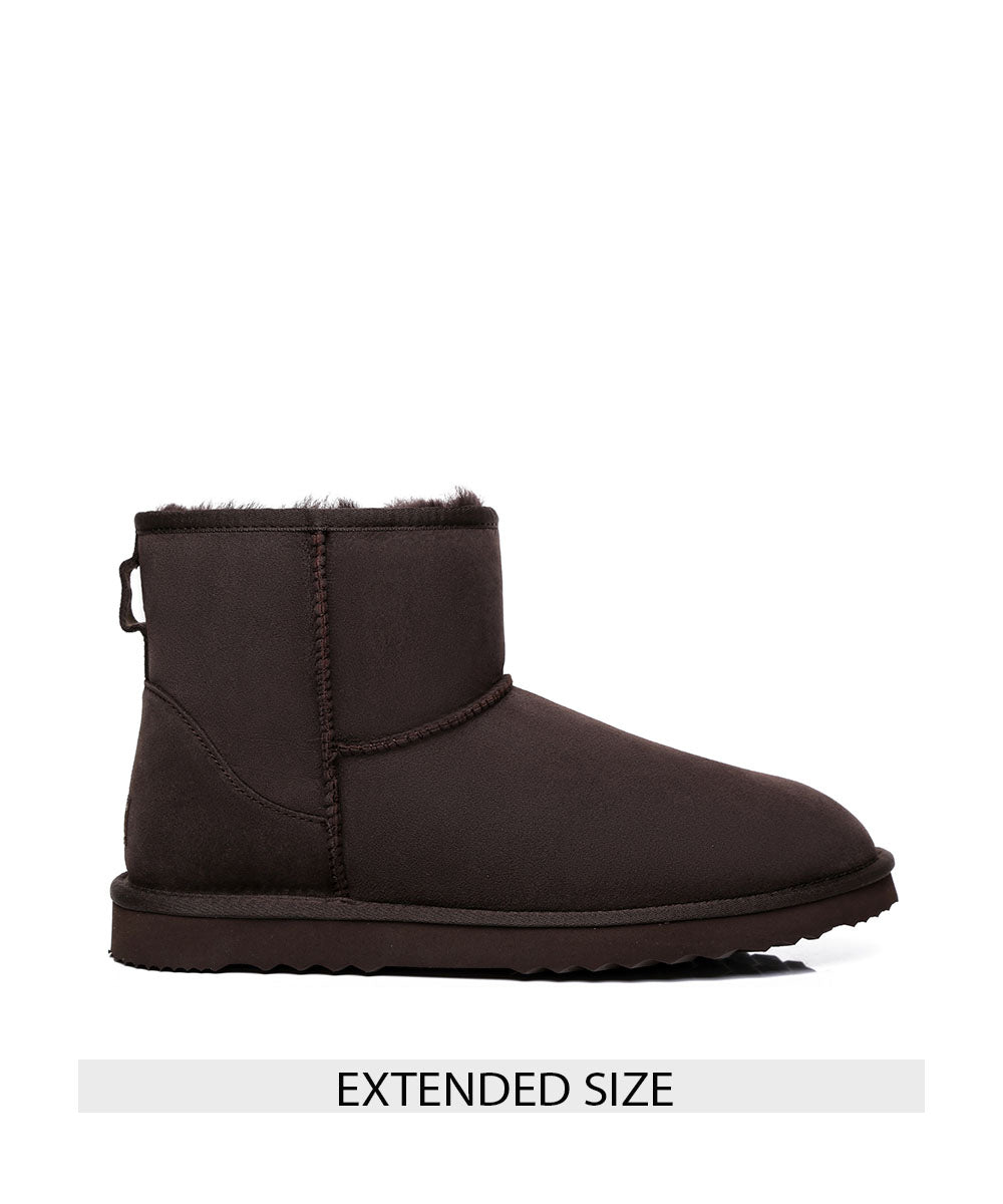 Men's Luxe Classic Mini UGG Boots - Big Size & Wide Width Comfortable Winter Snow Boots for Indoor/Outdoor Wear