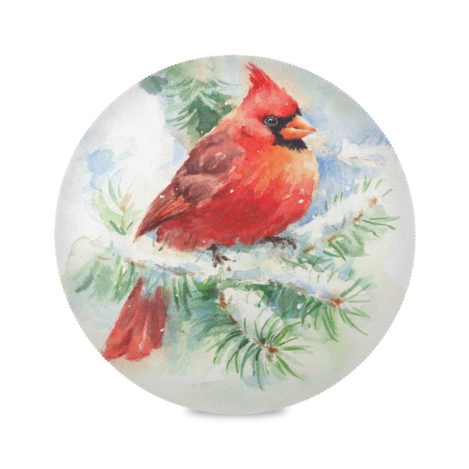 ALAZA Red Cardinal Bird Winter Christmas Round Placemats Set of 4 - Holiday Dining Table Decor for Home Kitchen, Perfect for Christmas Dinner, Thanksgiving, and Seasonal Table Settings