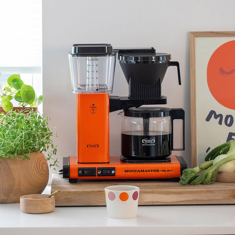 Moccamaster KBG Select Coffee Maker - 1.25L Filter Drip Coffee Machine in Orange | Perfect for Home, Office & Restaurant Use