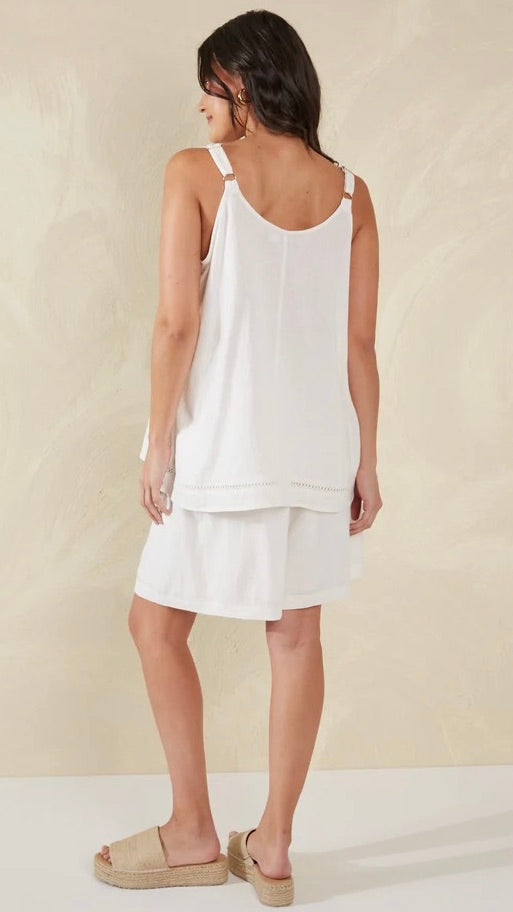 Sardinia Tank Top for Women - Soft & Breathable White Cotton Blouse - Perfect for Summer, Beach, and Casual Outings
