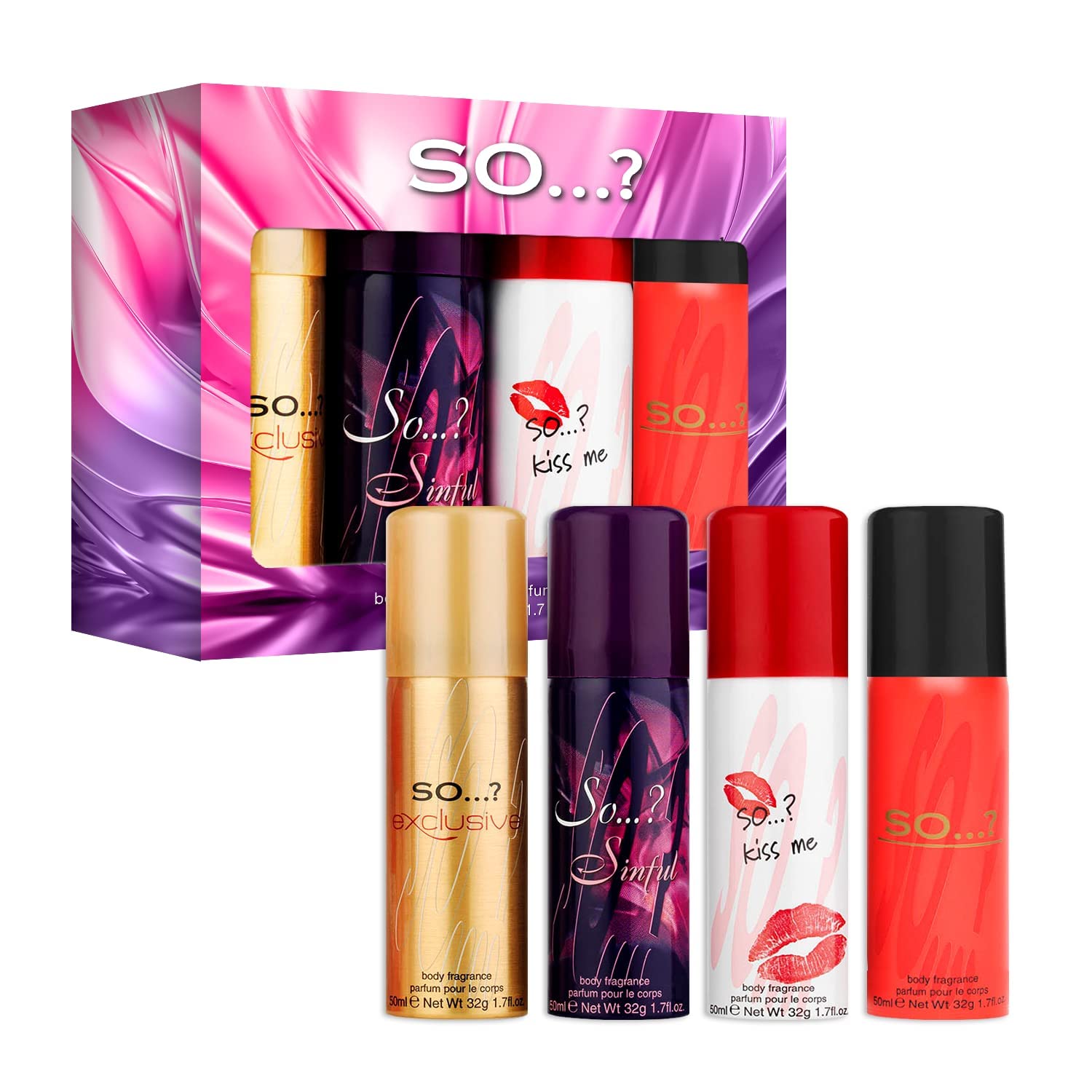 So...? Iconic Women's Mini Galore Body Mist Gift Set - 4 x 50ml Floral Fragrance Body Spray for Women | Perfect for Travel, Gym, Purse & Everyday Freshness