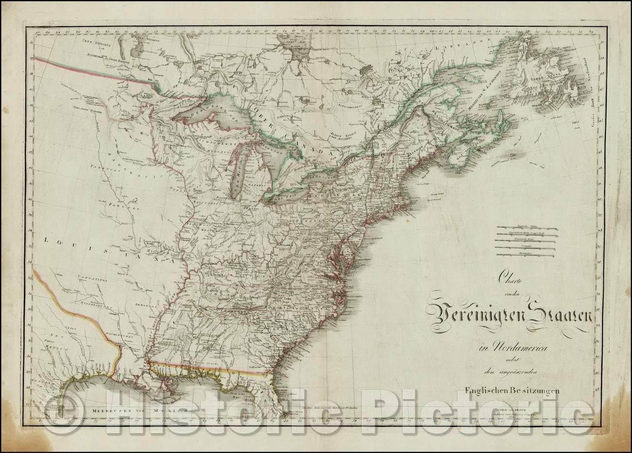 Vintage USA Map 1809 - Historic Louisiana Purchase Wall Art 24x16in for Home Decor