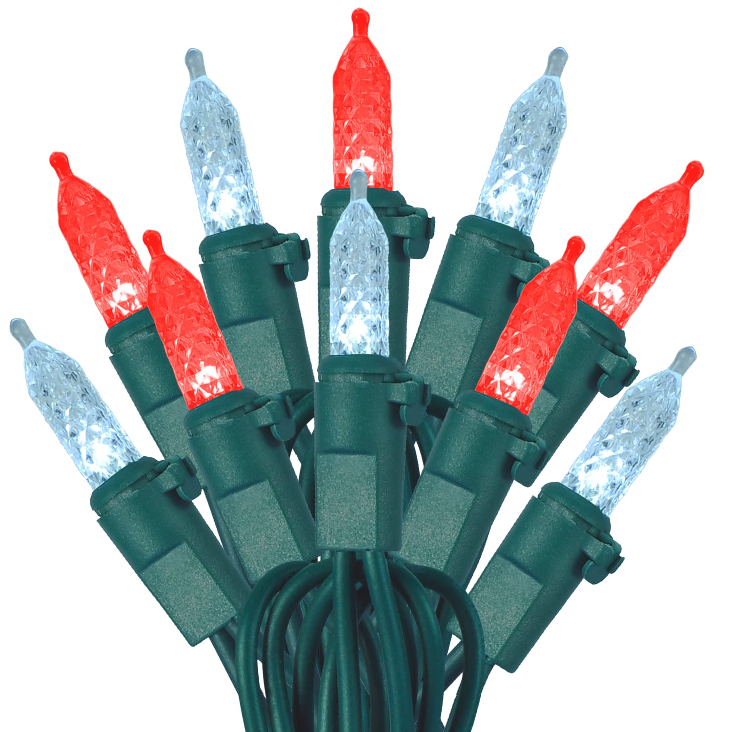 Joiedomi 70 LED Christmas Lights Outdoor - 23.6FT Christmas Tree Lights Indoor & 52.2FT Connectable Fairy Lights with Green Wire for Xmas Tree Decorations, Holiday Party, Garden, Patio (Red & White)
