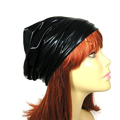 Black Faux Leather Slouchy Hat - Vegan Leather Unisex Beanie for Men & Women | Perfect for Goth Fashion, Winter Outfits & Casual Streetwear