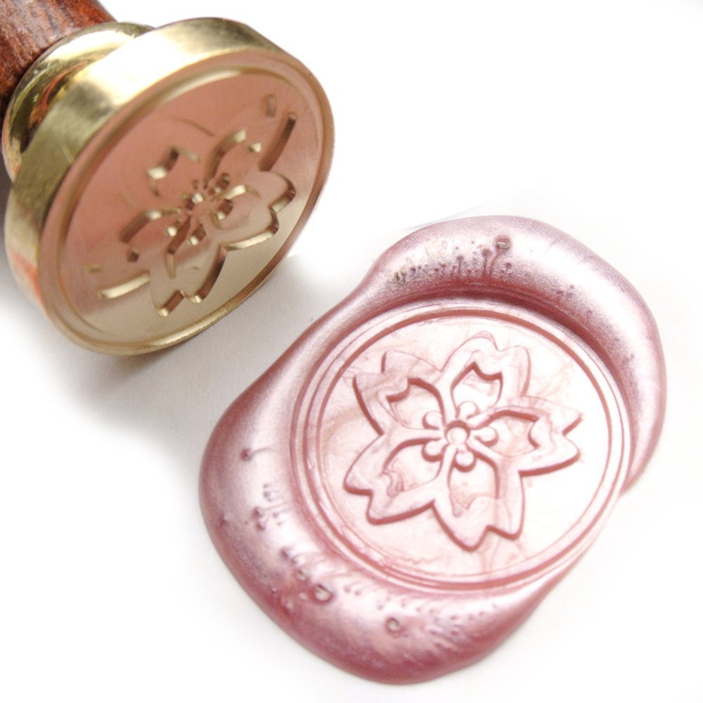UNIQOOO Cherry Blossom Wax Seal Stamp Kit - Elegant Sakura Design for Wedding Invitations, Greeting Cards, Gift Wrapping, Scrapbooking & Vintage Letter Sealing | Perfect for DIY Crafts, Romantic Stationery & Special Occasions