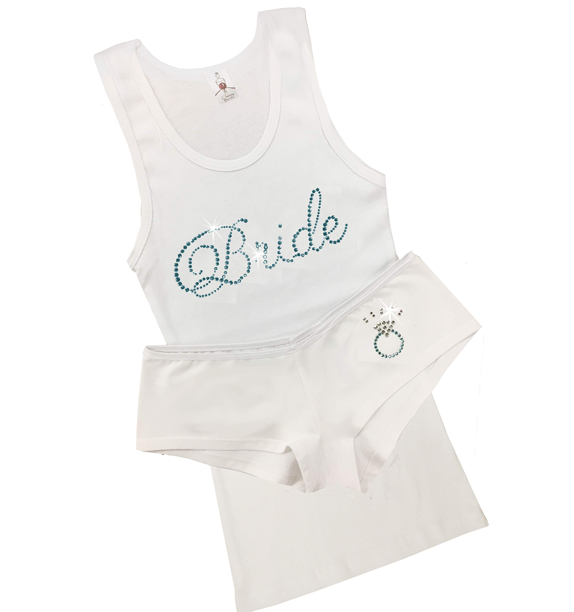 Bridal Lingerie Boyshort Pajama Set with Bride and Ring Design - Sexy Wedding Nightwear for Honeymoon & Bachelorette Party
